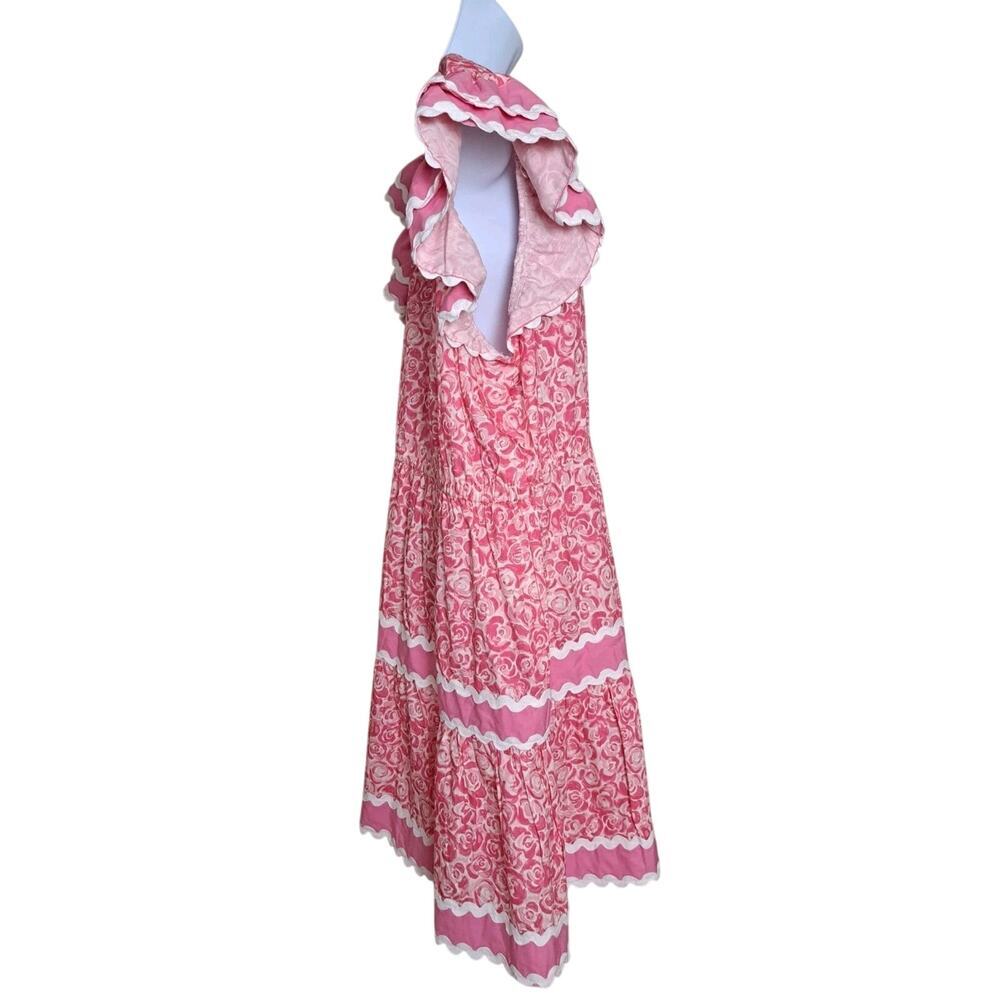 NWT Womens Sail to Sable STS XXL Dress Flutter Rose Midi Wave Trim Romantic - Picture 7 of 10